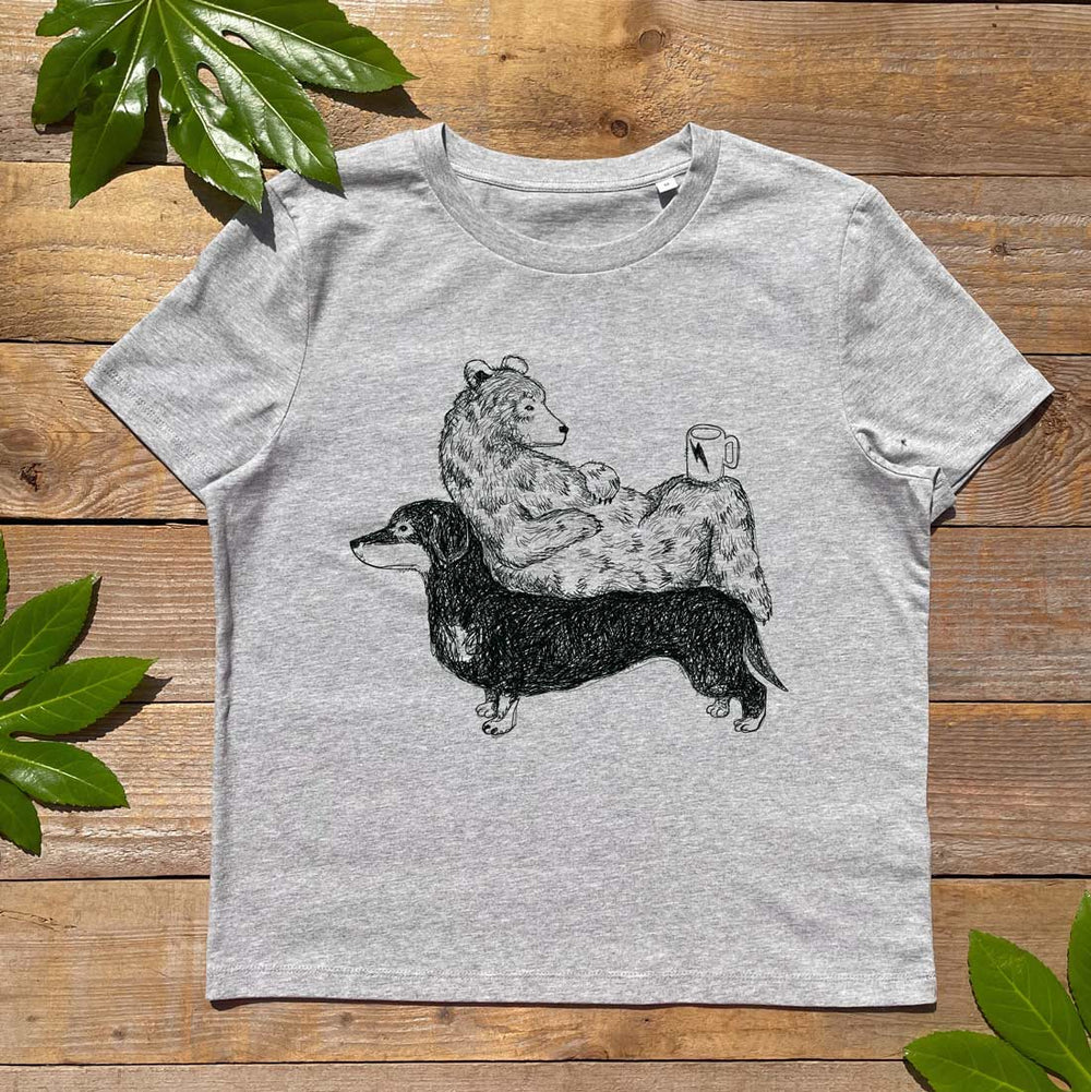 dachshund and bear scoop tee