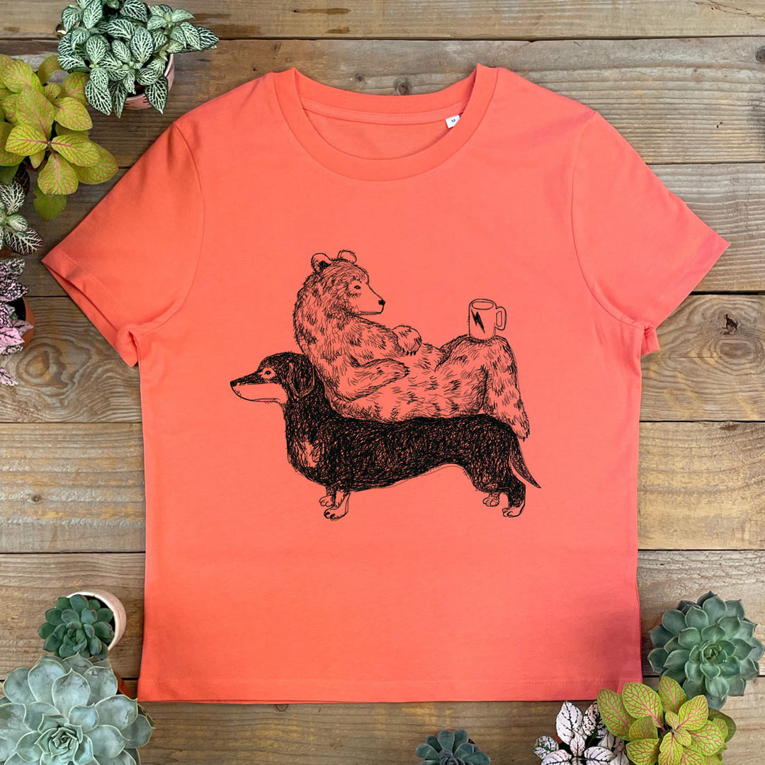 dachshund and bear scoop tee
