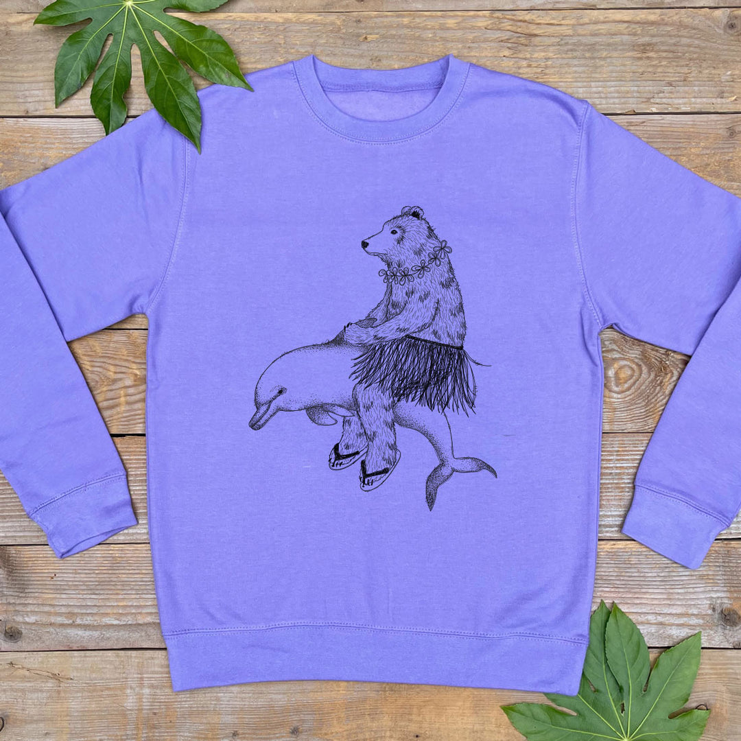 bear and dolphin purple jumper
