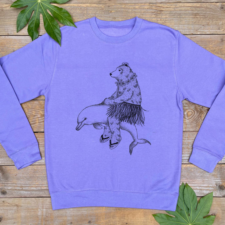 bear and dolphin purple jumper