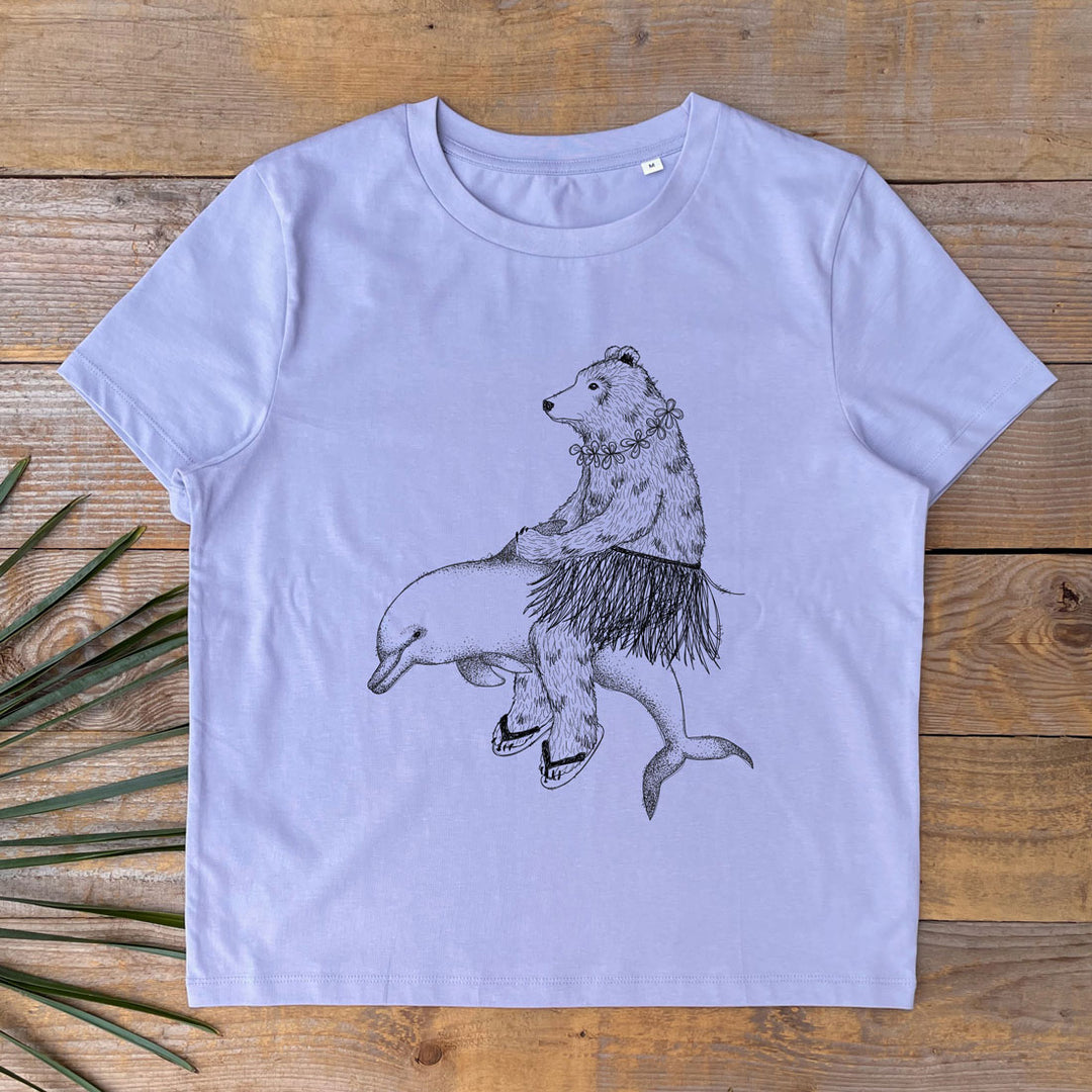 bear and dolphin lilac tshirt