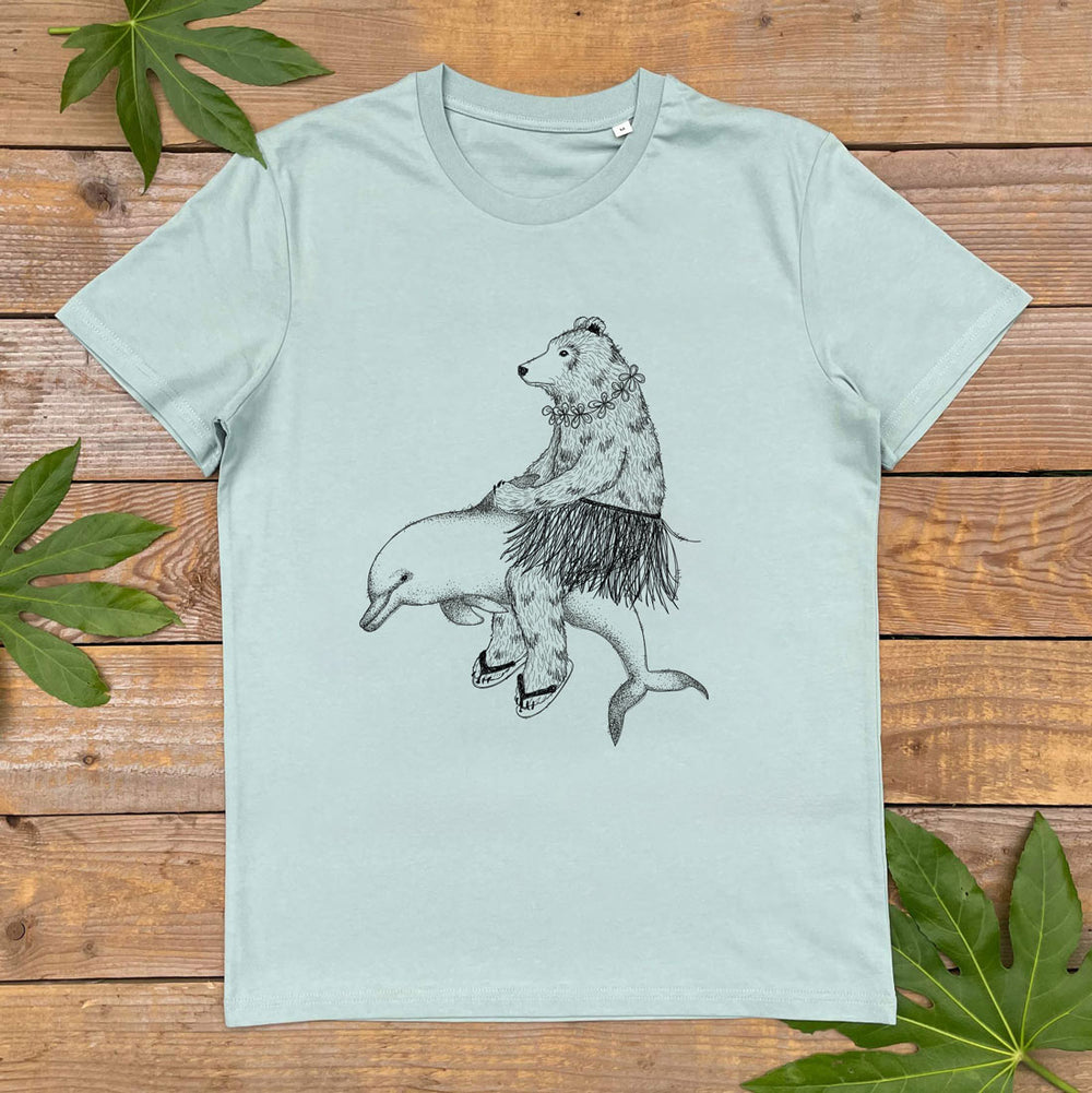 bear riding a dolphin tee