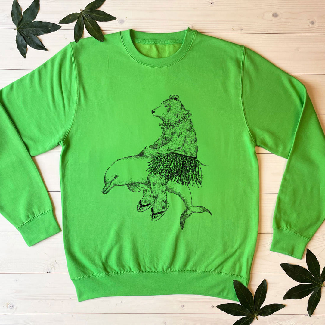 bear and dolphin green jumper