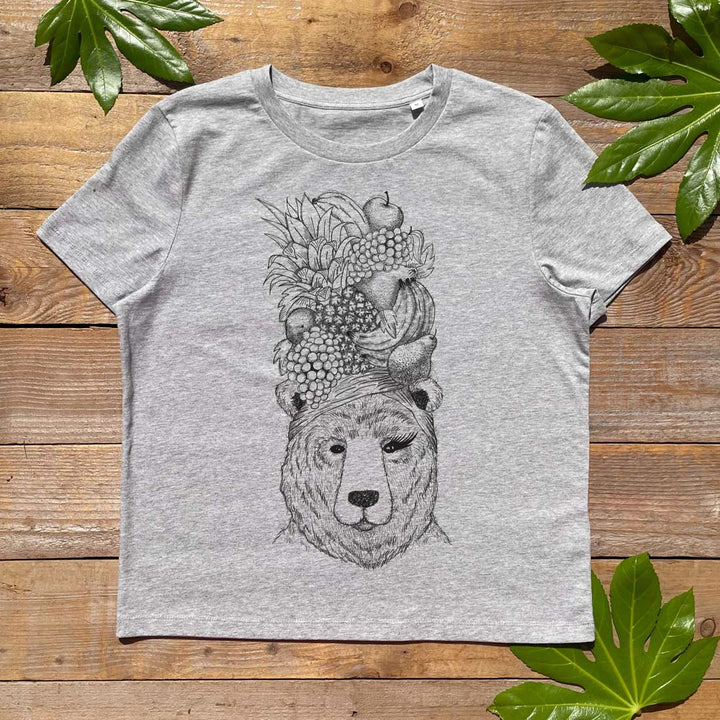 bear in fruit hat grey tee