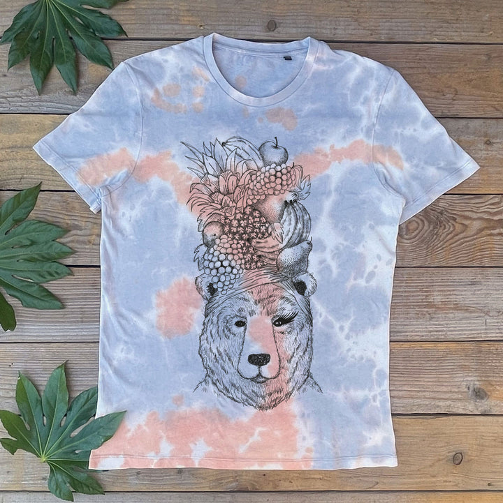 bear and fruit tie dye tshirt