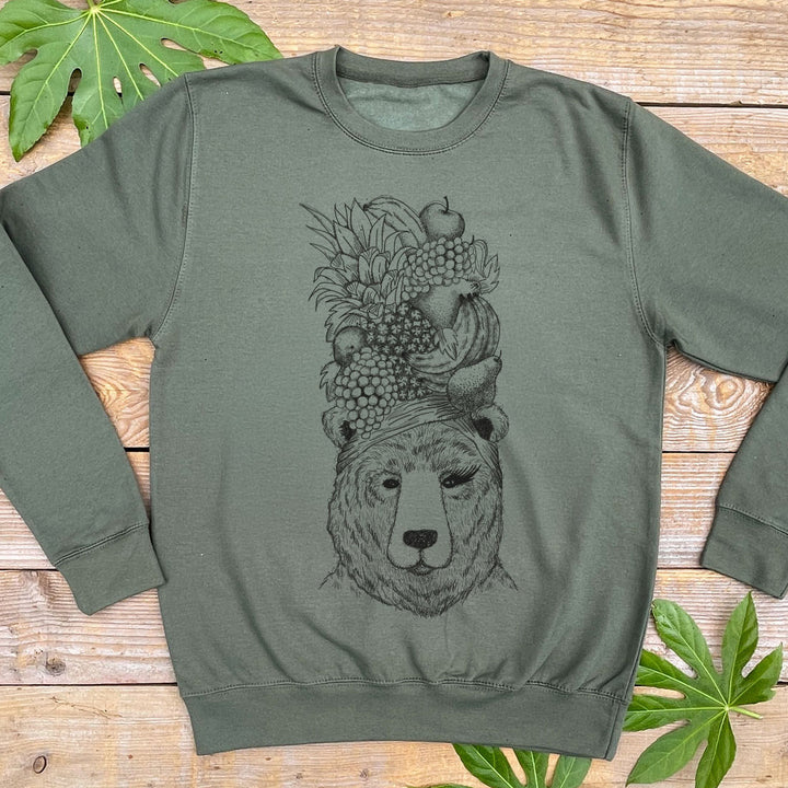 bear and fruit hat unisex jumper