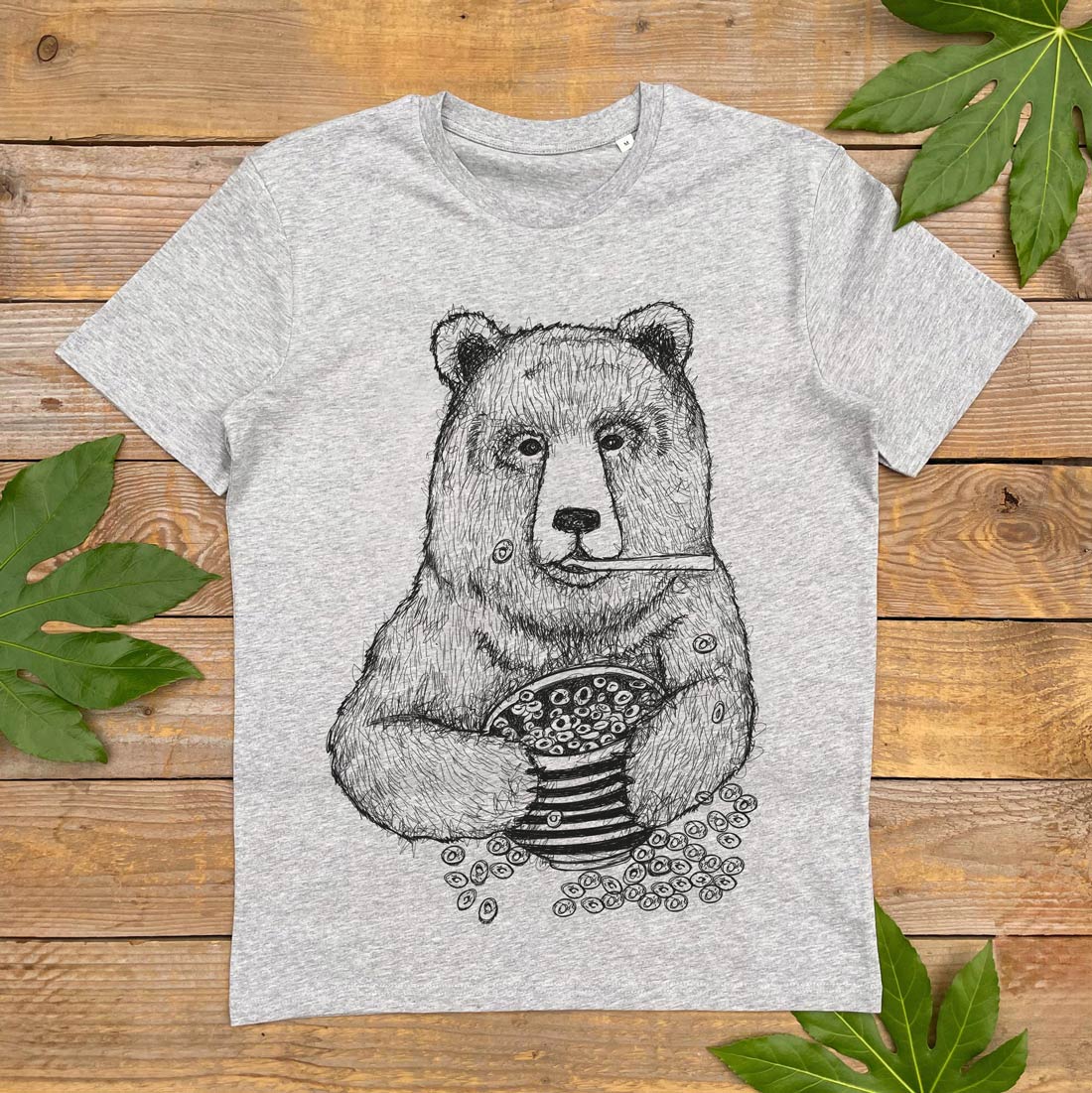 bear eating cereals tshirt