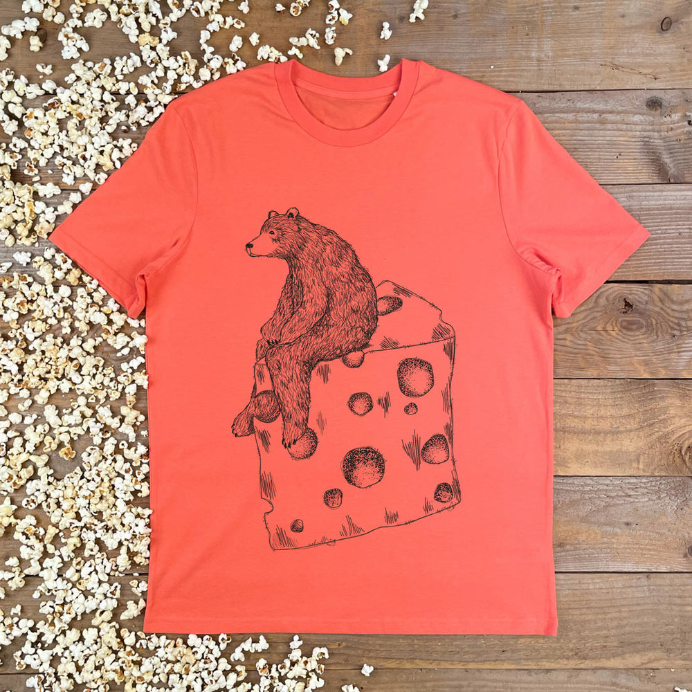 bear sat on cheese wedge tshirt