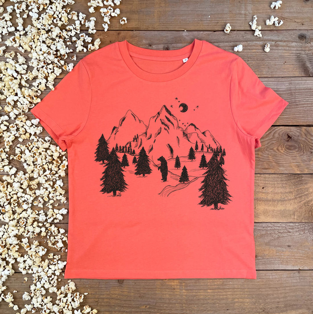 bear and mountains girls tee