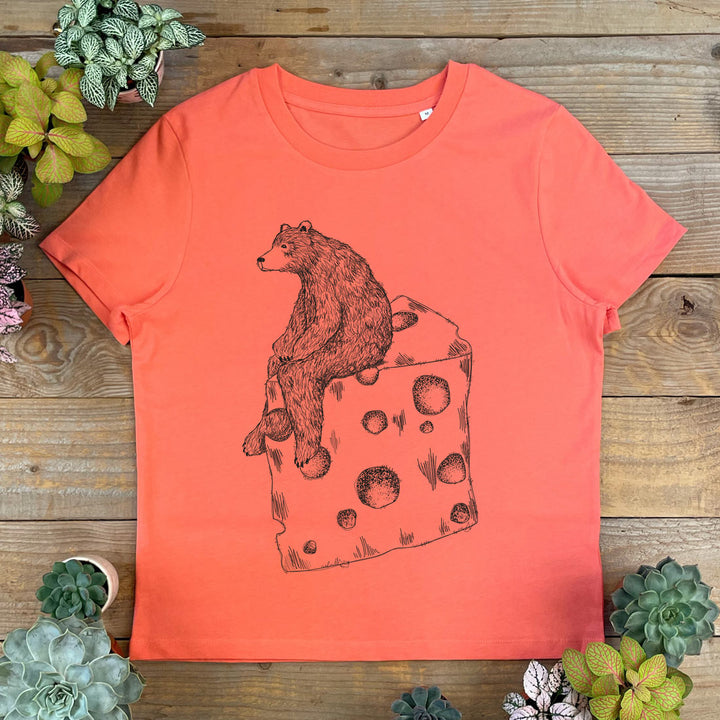 womens tee with bear and cheese