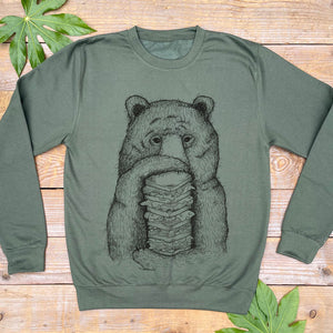 Sandwich bear jumper in pesto green colour