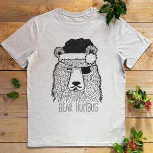 bear humbug christmas t-shirt grey