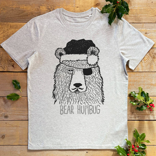 bear humbug christmas t-shirt grey