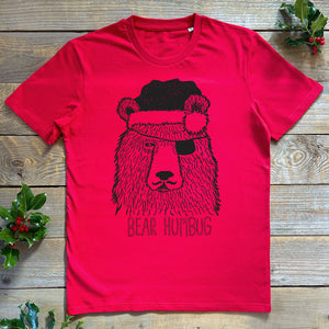 bear humbug christmas t-shirt red