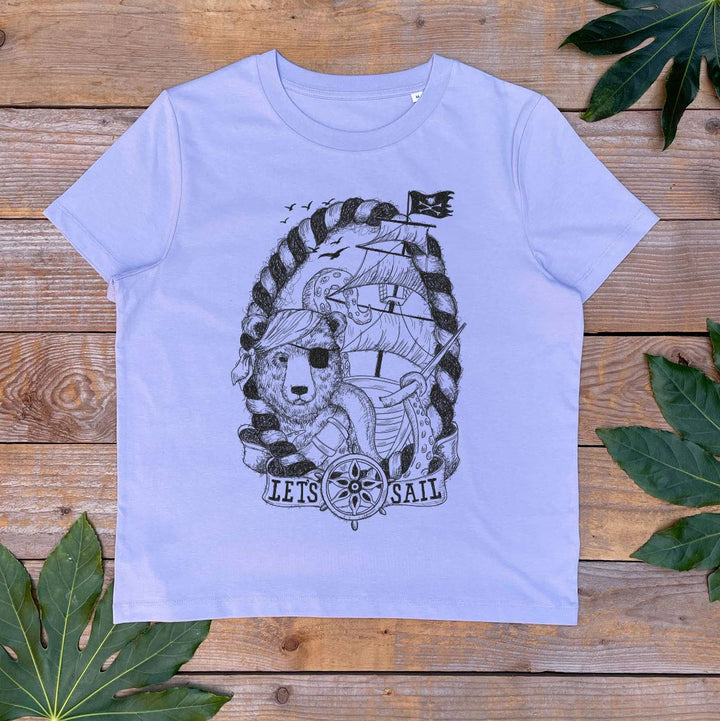 womens bear and pirate ship tee