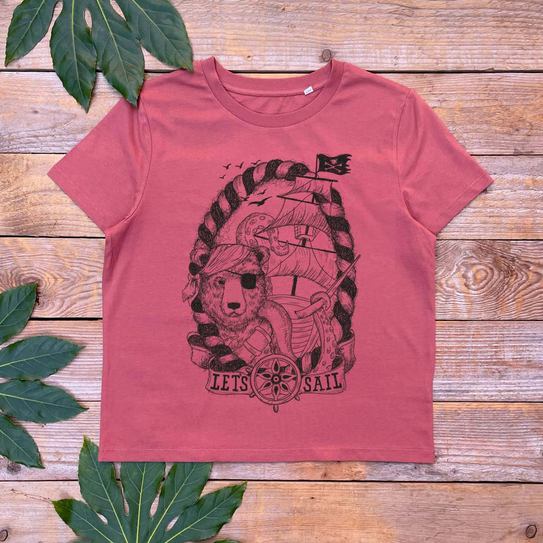 brown womens tee with bear design