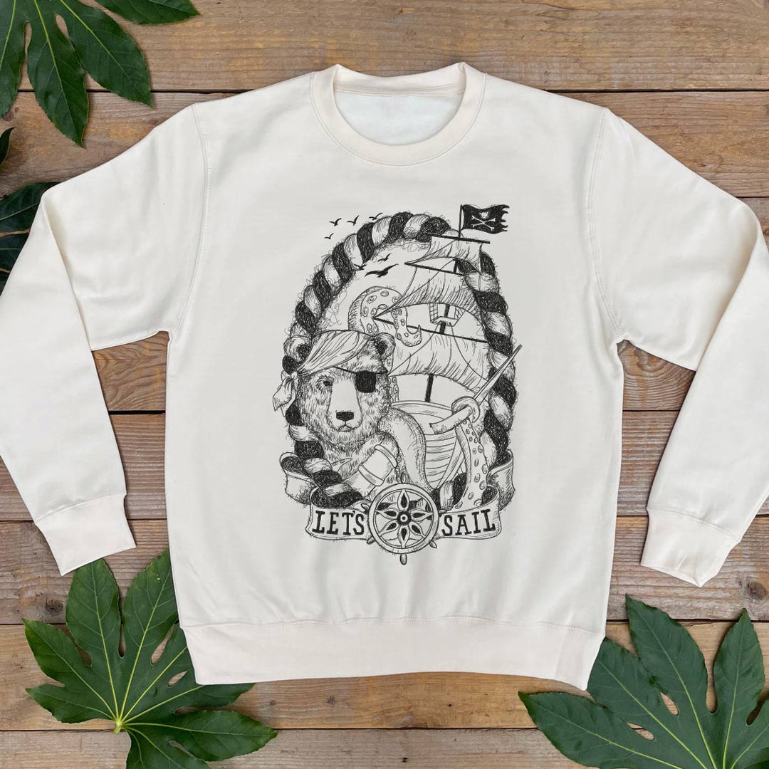 unisex bear jumper with pirate ship