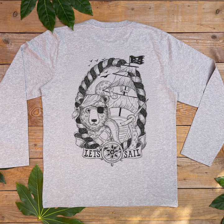 'Let's Sail' Bear Long Sleeved T-Shirt - Front/Back Print