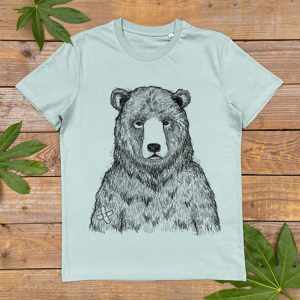 bear on mint colour tee