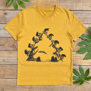 mustard tee with bears