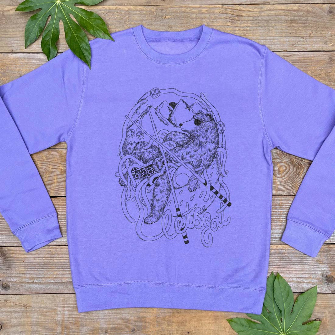 purple jumper with noodles and a bear