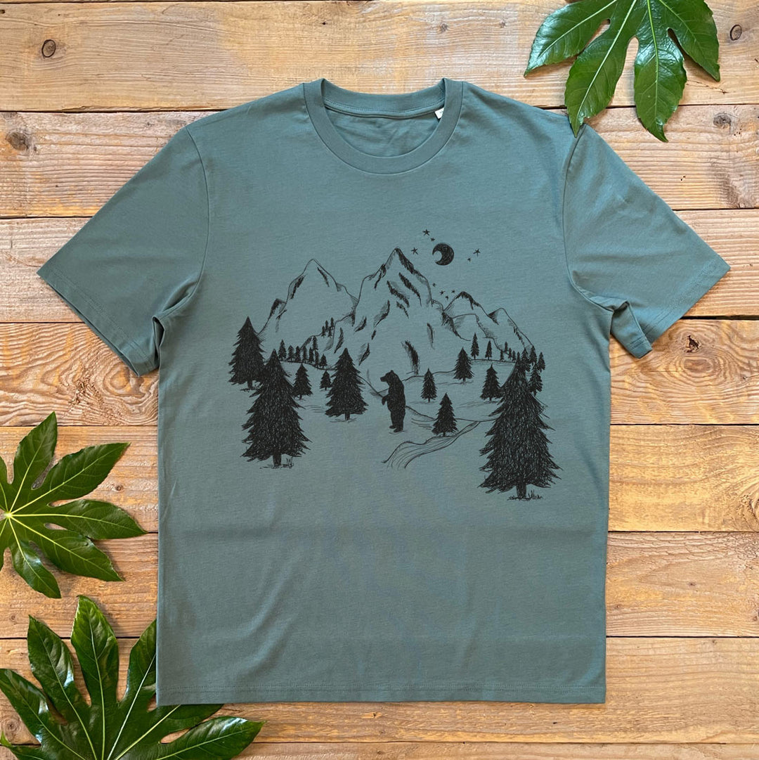 bear and mountain scene tee