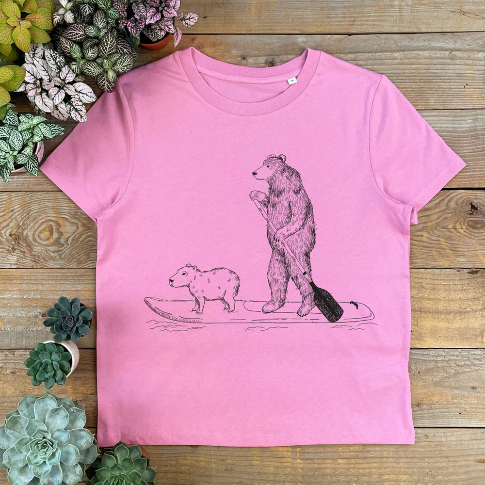 paddle boardig bear tshirt