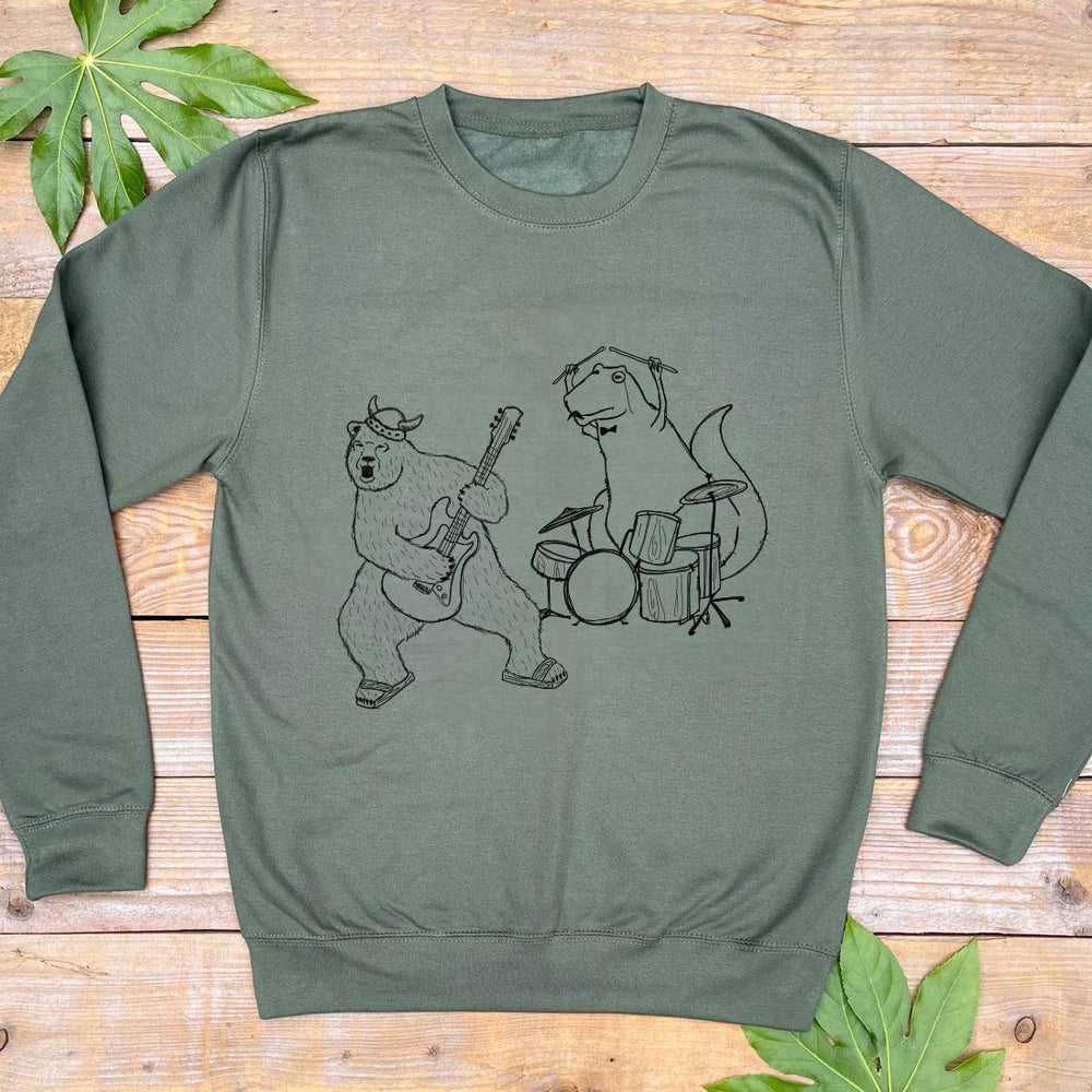 bear and dino rock band jumper