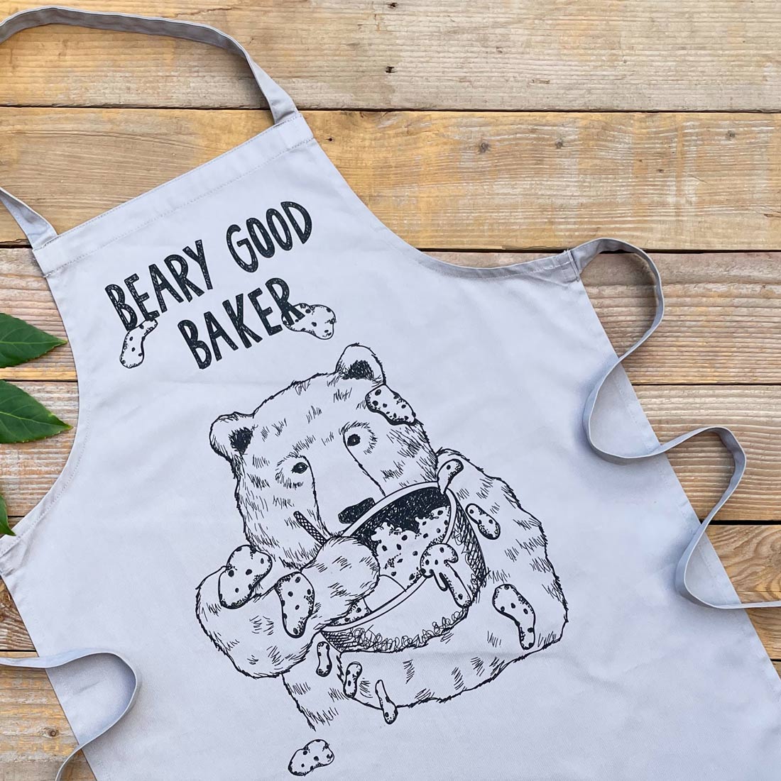 grey beary good baker apron