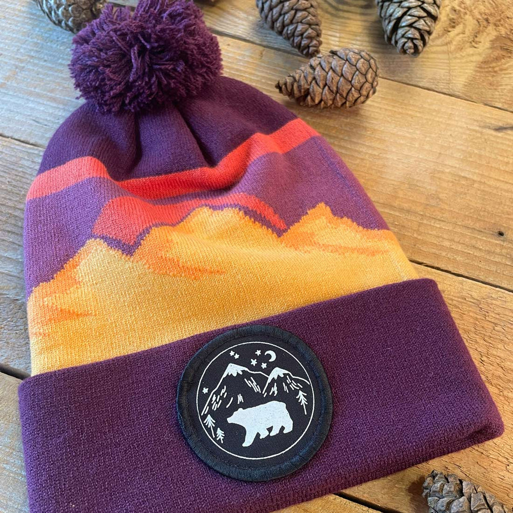 bear and mountains bobble hat