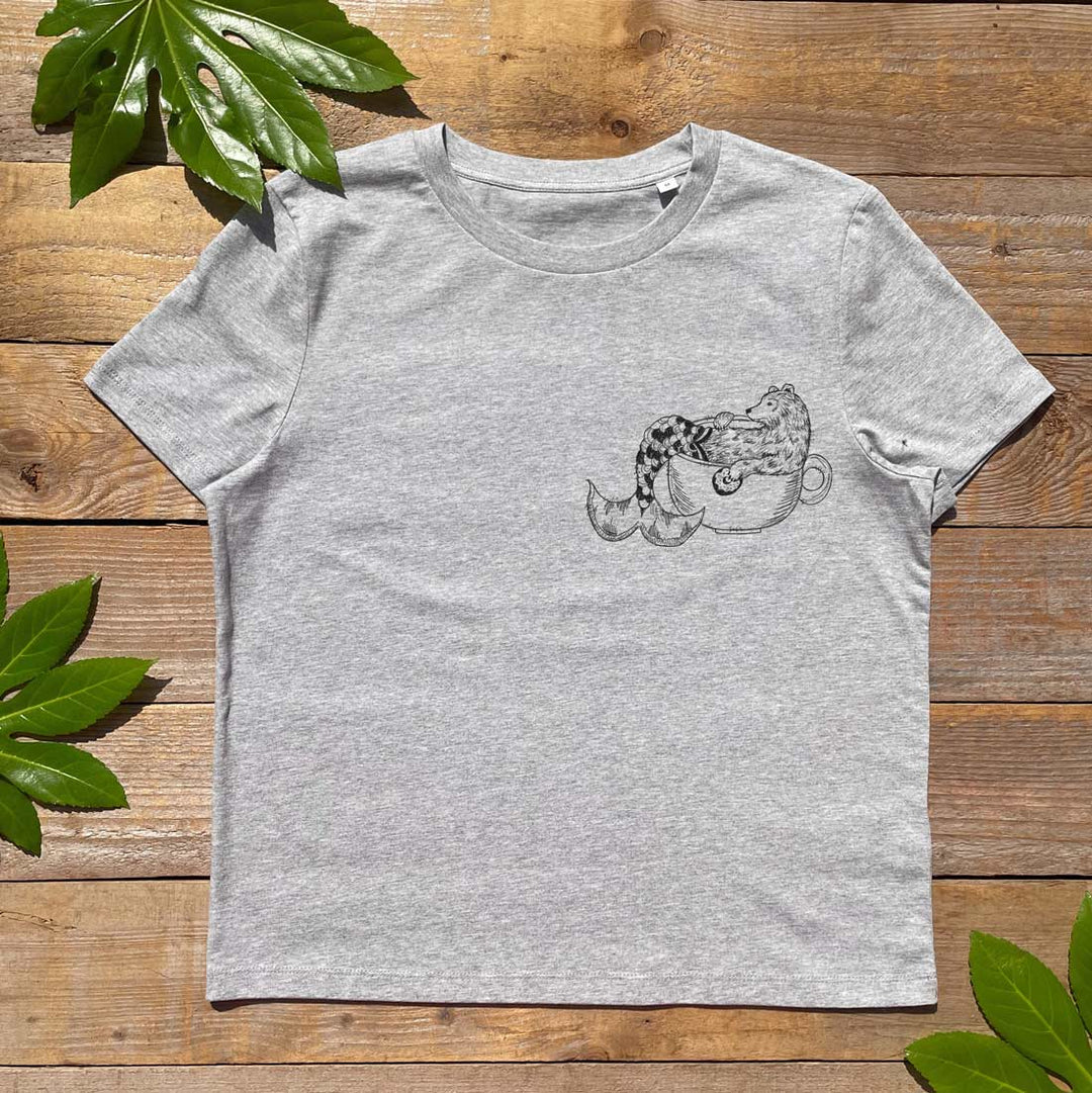 mermaid bear grey womens tee
