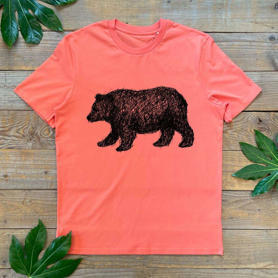 bear walking print on tshirt