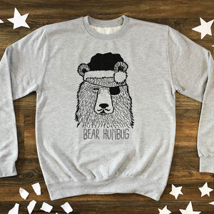 bear humbug christmas jumper grey