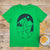 green t-shirt with bear running