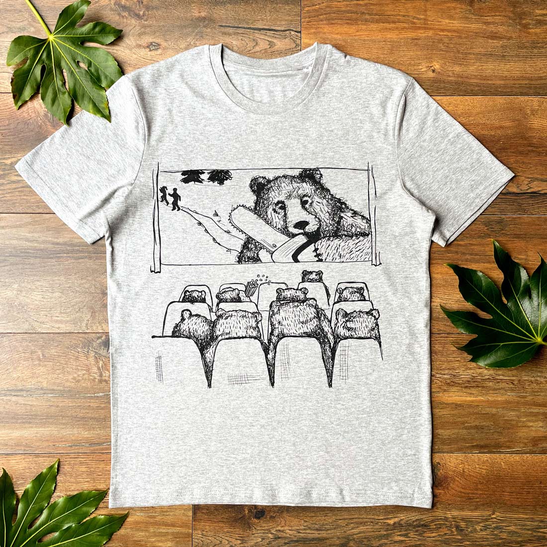 horror bear grey t-shirt