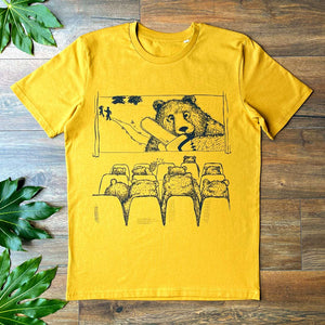 horror bear mustard t-shirt
