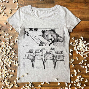horror bear scoop neck grey