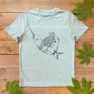 green bear and narwhal t-shirt