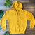 pocket bear zip up hoodie mustard long shot