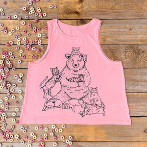 bear and cats pink vest