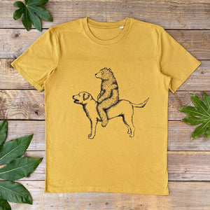 mustard men's bear & dog t-shirt