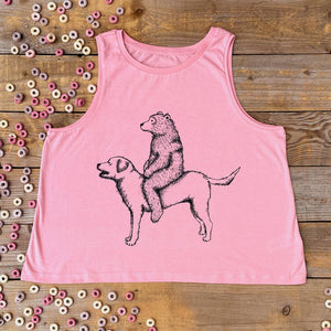 bear and dog vest pink