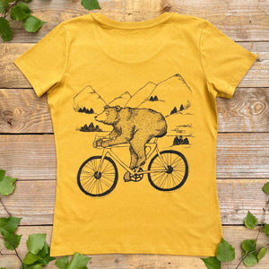 bear riding a racer bike t-shirt