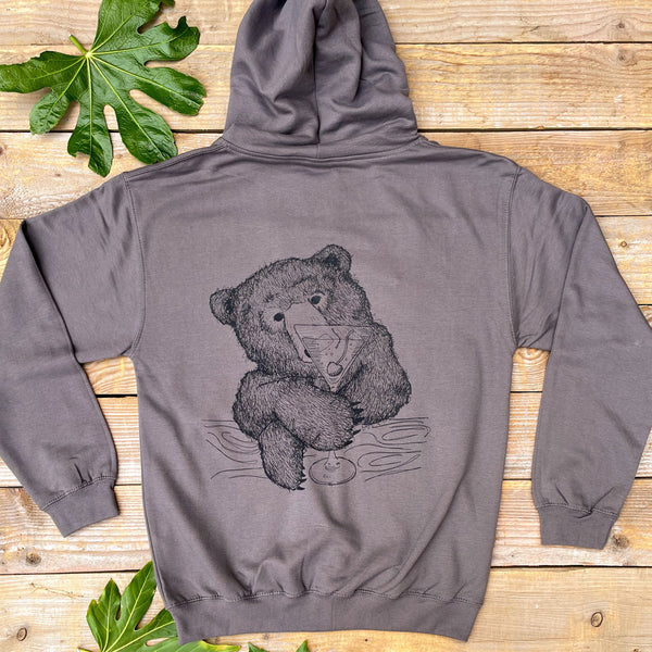 'Cocktail Bear' Zip Up Hoodie - Back Print