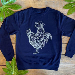 bear and cockerel navy jumper