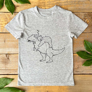 kids bear and dinosaur t-shirt