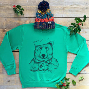 bear christmas jumper green