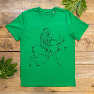 green tshirt with a bear and reindeer