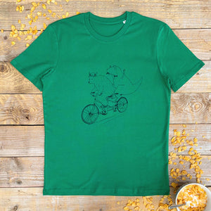 green tandem bike t-shirt