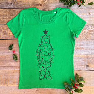bear christmas tshirt womens